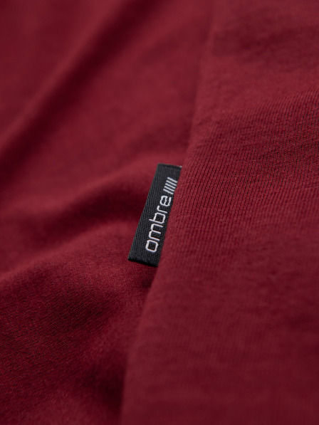 Ombre Clothing Pánska bavlnená trička BASIC s V výstrihom - biela/modrá/karminová V13 OM-TSBS-0281 Ombre Clothing