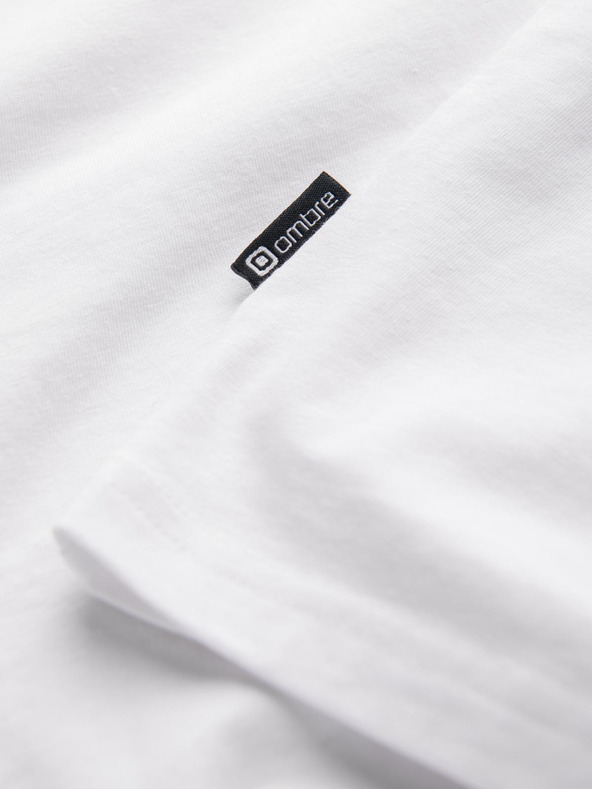 Ombre Clothing Pánske tričko s V výstrihom a elastánom - biele V1 S2040 Ombre Clothing