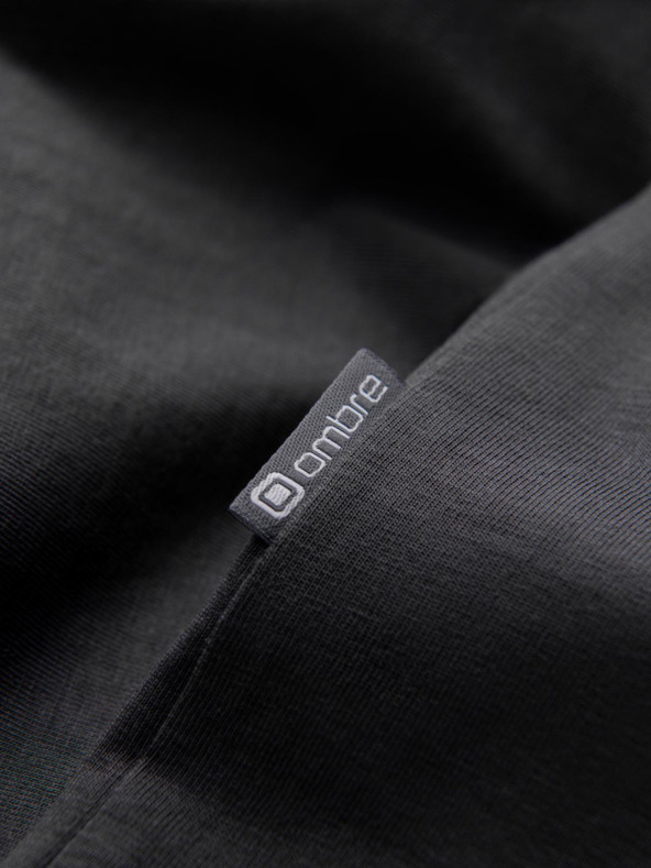 Ombre Clothing Pánske dvojfarebné tričko s potlačom palmových listov - grafitová V2 OM-TSPT-0177 Ombre Clothing