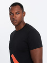 Ombre Clothing Pánske bavlnené tričko s kontrastným dvojfarebným potlačom - čierne V1 OM-TSPT-0219 Ombre Clothing