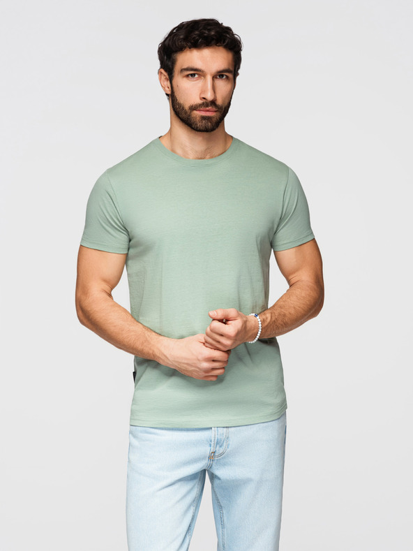 Ombre Clothing Pánska bavlnená košeľová súprava BASIC s okrúhlym výstrihom - šedozelená/biela/béžová V14 OM-TSBS-0268 Ombre Clothing