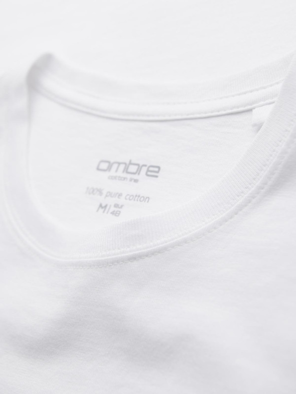 Ombre Clothing Pánska bavlnená košeľová súprava BASIC s okrúhlym výstrihom - šedozelená/biela/béžová V14 OM-TSBS-0268 Ombre Clothing