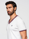 Ombre Clothing Pánske viskózové tričko s V výstrihom - biele V1 OM-TSCT-0266 Ombre Clothing