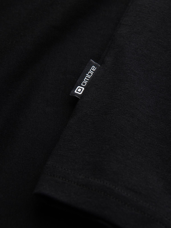 Ombre Clothing Pánske tričko s V výstrihom a elastánom - čierne V3 S2040 Ombre Clothing