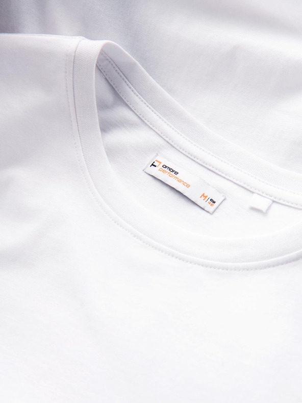 Ombre Clothing Pánske bavlnené tričko s kontrastným dvojfarebným potlačom - biele V2 OM-TSPT-0219 Ombre Clothing