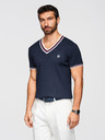 Ombre Clothing Pánske viskózové tričko so zmäkčovacím výstrihom - tmavo modré V2 OM-TSCT-0266 Ombre Clothing