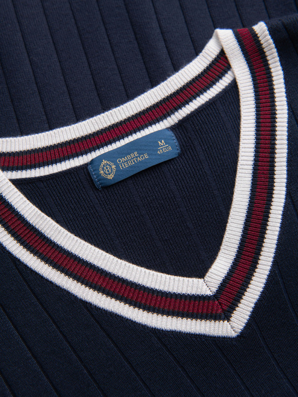 Ombre Clothing Pánske viskózové tričko so zmäkčovacím výstrihom - tmavo modré V2 OM-TSCT-0266 Ombre Clothing