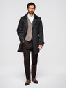 Ombre Clothing Pánsky dvojradový elegantný kabát SLIM FIT s páskom - čierny V2 OM-COLC-0146 Ombre Clothing