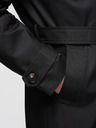 Ombre Clothing Pánsky dvojradový elegantný kabát SLIM FIT s páskom - čierny V2 OM-COLC-0146 Ombre Clothing