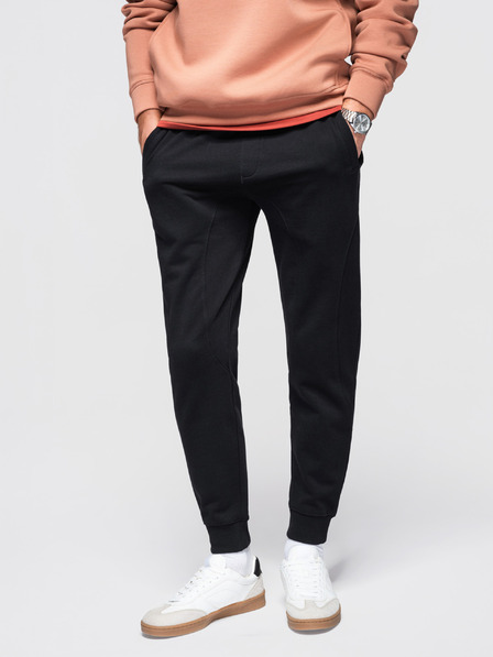 Ombre Clothing Pánske tepláky BASIC so žebrovanou nohavicou - čierne V5 OM-PABS-0305 Ombre Clothing