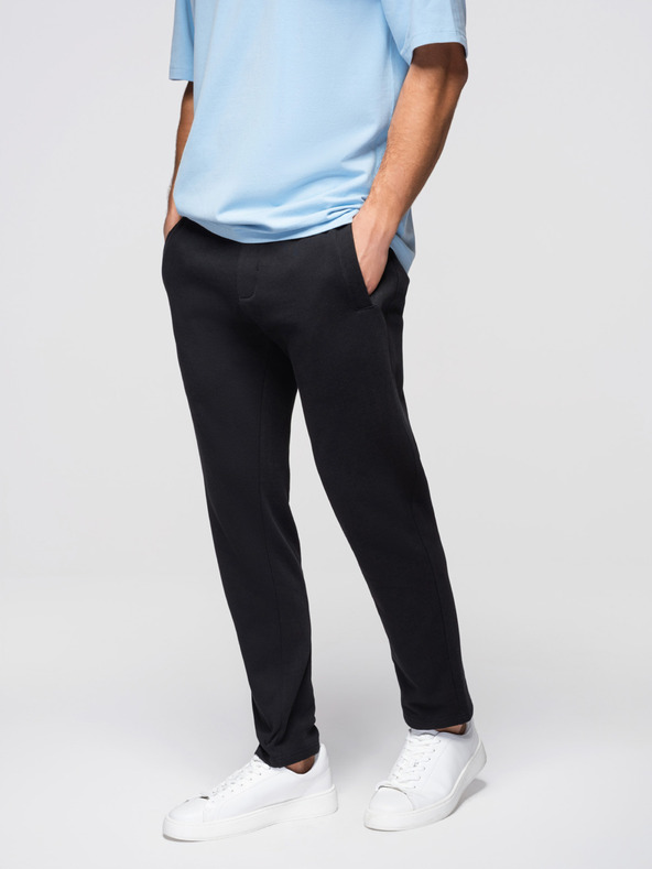 Ombre Clothing Pánske bavlnené teplákové nohavice BASIC bez podšívky - čierne V5 OM-PABS-0304 Ombre Clothing