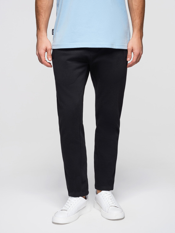 Ombre Clothing Pánske bavlnené teplákové nohavice BASIC bez podšívky - čierne V5 OM-PABS-0304 Ombre Clothing