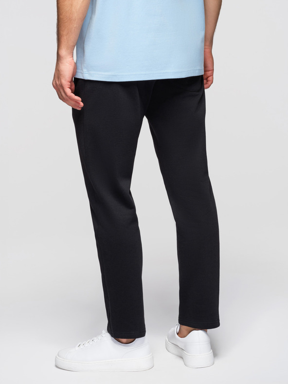 Ombre Clothing Pánske bavlnené teplákové nohavice BASIC bez podšívky - čierne V5 OM-PABS-0304 Ombre Clothing