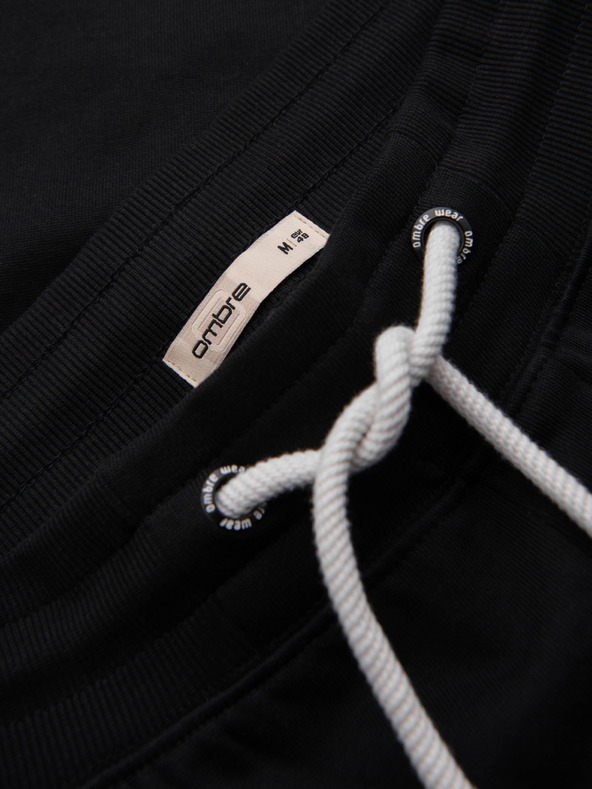 Ombre Clothing Pánske bavlnené teplákové nohavice BASIC bez podšívky - čierne V5 OM-PABS-0304 Ombre Clothing