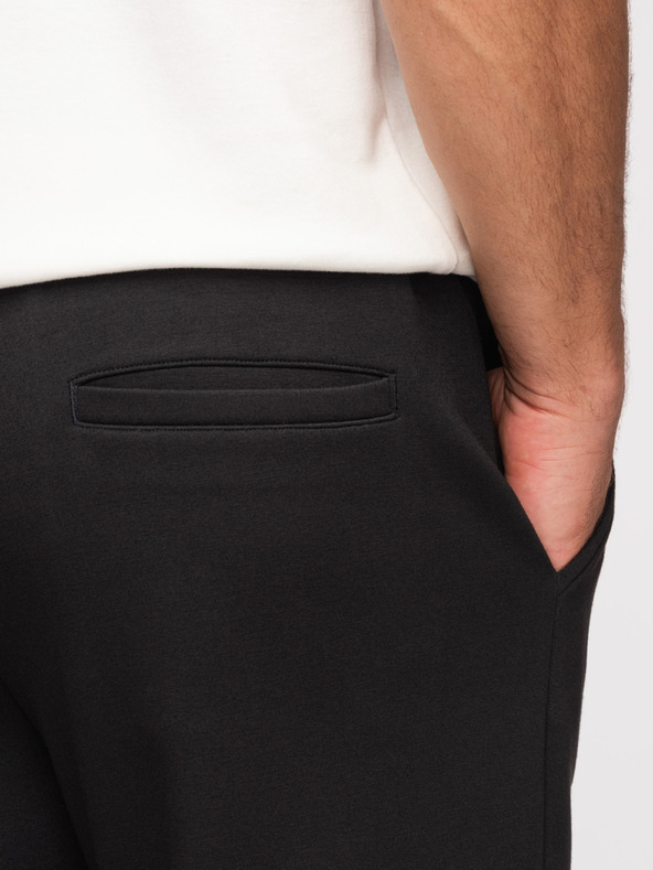 Ombre Clothing Pánske tepláky s rovnými nohavicami z hladkého úpletu - čierne V1 OM-PSBC-0221 Ombre Clothing