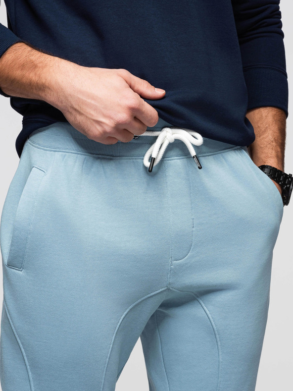 Ombre Clothing Pánske tepláky BASIC so žebrovaním - modré V7 OM-PABS-0305 Ombre Clothing