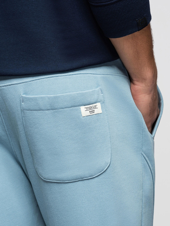 Ombre Clothing Pánske tepláky BASIC so žebrovaním - modré V7 OM-PABS-0305 Ombre Clothing