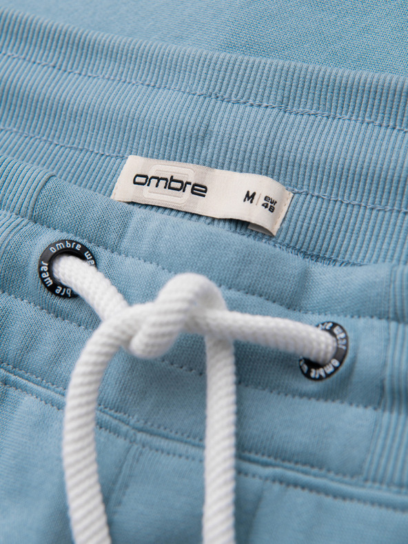 Ombre Clothing Pánske tepláky BASIC so žebrovaním - modré V7 OM-PABS-0305 Ombre Clothing