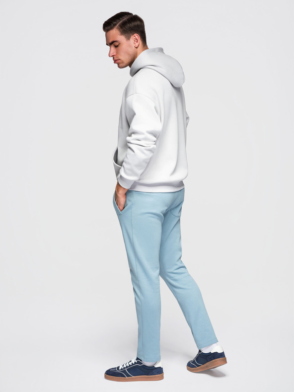 Ombre Clothing Pánske bavlnené tepláky BASIC s nepodšitou nohavicou - svetlé modré V7 OM-PABS-0304 Ombre Clothing