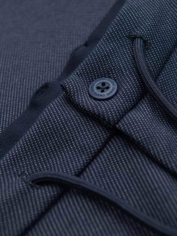 Ombre Clothing Pánske voľnočasové nohavice CARROT FIT zo žakárdového úpletu - tmavomodré V1 OM-PACP-0292 Ombre Clothing