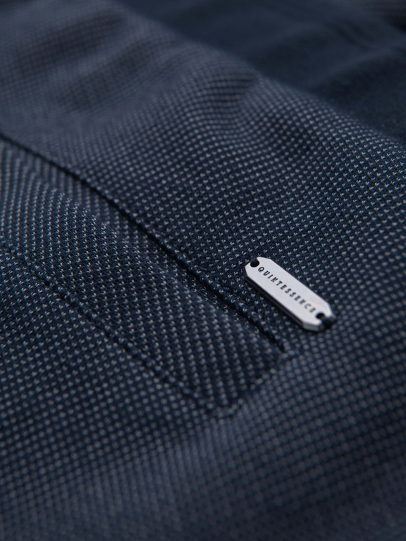 Ombre Clothing Pánske voľnočasové nohavice CARROT FIT zo žakárdového úpletu - tmavomodré V1 OM-PACP-0292 Ombre Clothing