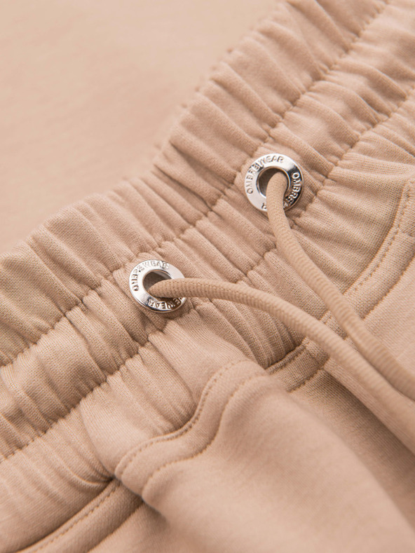 Ombre Clothing Pánske tepláky s rovnými nohavicami z hladkého úpletu - béžové V3 OM-PSBC-0221 Ombre Clothing