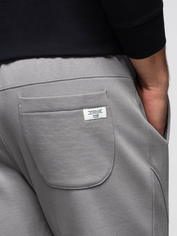 Ombre Clothing Pánske tepláky BASIC so žebrovaním na nohaviciach - sivé V8 OM-PABS-0305 Ombre Clothing