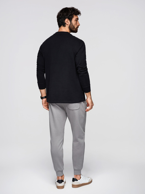 Ombre Clothing Pánske tepláky BASIC so žebrovaním na nohaviciach - sivé V8 OM-PABS-0305 Ombre Clothing