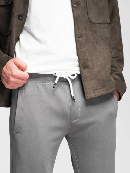 Ombre Clothing Pánske bavlnené tepláky BASIC s nepodšitou nohavicou - sivé V8 OM-PABS-0304 Ombre Clothing