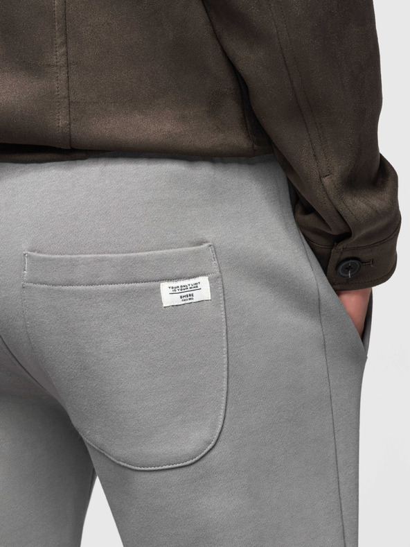 Ombre Clothing Pánske bavlnené tepláky BASIC s nepodšitou nohavicou - sivé V8 OM-PABS-0304 Ombre Clothing