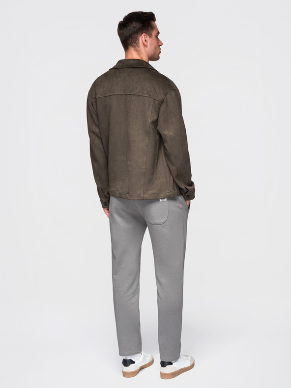 Ombre Clothing Pánske bavlnené tepláky BASIC s nepodšitou nohavicou - sivé V8 OM-PABS-0304 Ombre Clothing