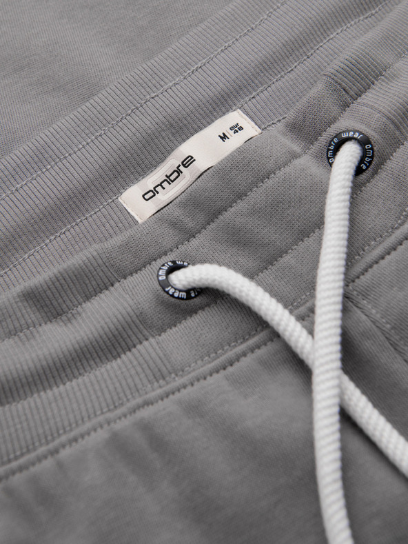 Ombre Clothing Pánske bavlnené tepláky BASIC s nepodšitou nohavicou - sivé V8 OM-PABS-0304 Ombre Clothing