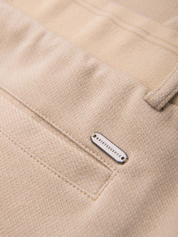 Ombre Clothing Pánske voľnočasové nohavice CARROT FIT zo žakárdového úpletu - béžové V2 OM-PACP-0292 Ombre Clothing