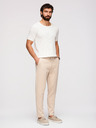 Ombre Clothing Pánske voľnočasové nohavice CARROT FIT zo žakárdového úpletu - béžové V2 OM-PACP-0292 Ombre Clothing