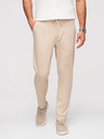 Ombre Clothing Pánske voľnočasové nohavice CARROT FIT zo žakárdového úpletu - béžové V2 OM-PACP-0292 Ombre Clothing