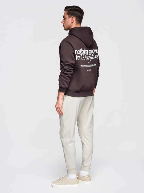 Ombre Clothing Pánske tepláky BASIC so žebrovanou nohavicou - krémové V11 OM-PABS-0305 Ombre Clothing