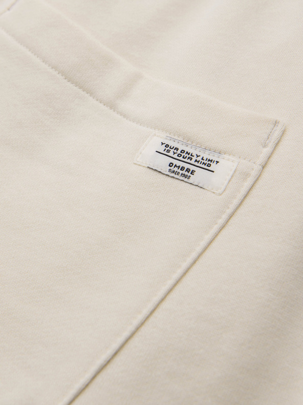 Ombre Clothing Pánske bavlnené tepláky BASIC s nepodšitou nohavicou - krémové V11 OM-PABS-0304 Ombre Clothing