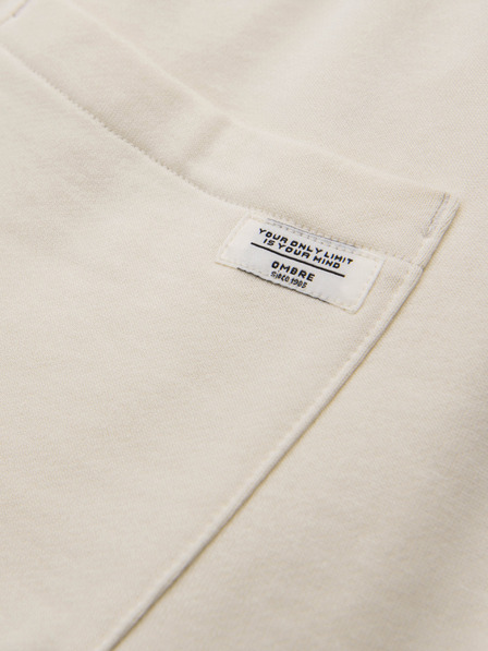 Ombre Clothing Pánske bavlnené tepláky BASIC s nepodšitou nohavicou - krémové V11 OM-PABS-0304 Ombre Clothing