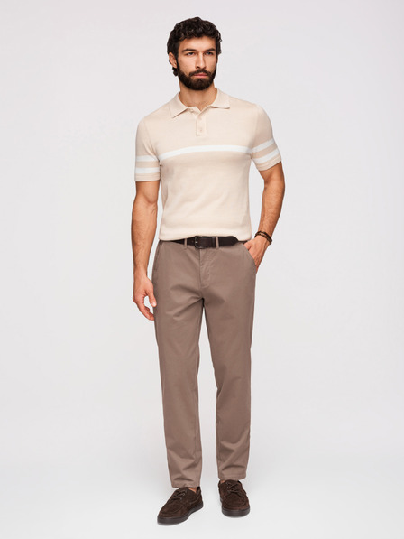 Ombre Clothing Pánske nohavice chino REGULAR FIT - hnedé V1 OM-PACP-0293 Ombre Clothing