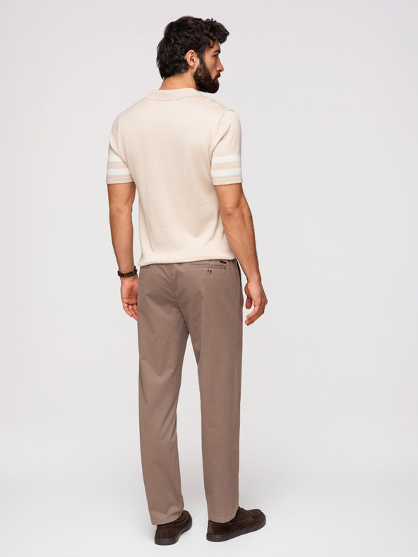 Ombre Clothing Pánske nohavice chino REGULAR FIT - hnedé V1 OM-PACP-0293 Ombre Clothing