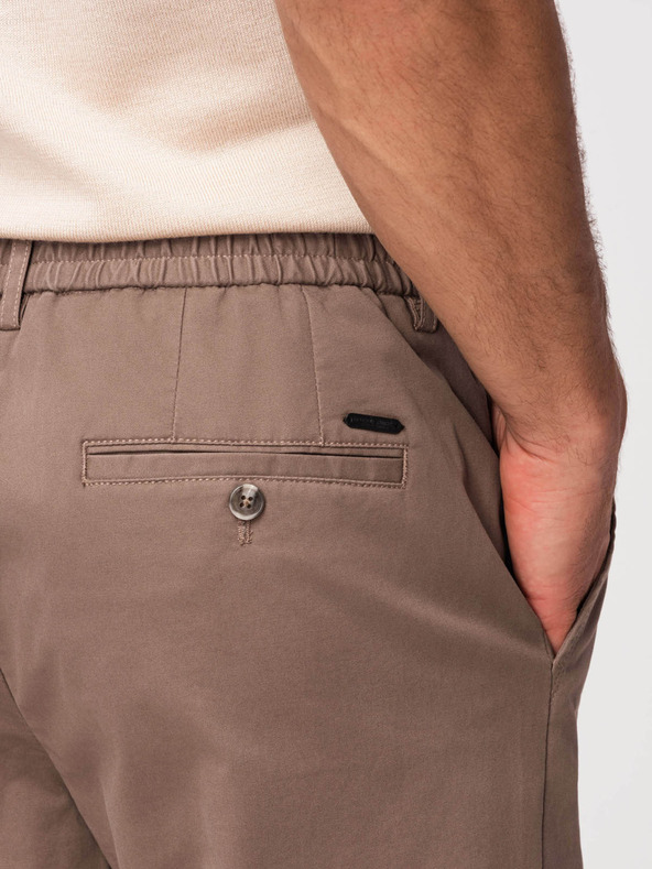 Ombre Clothing Pánske nohavice chino REGULAR FIT - hnedé V1 OM-PACP-0293 Ombre Clothing