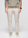 Ombre Clothing Pánske tepláky BASIC jogger so žebrovanou nohavicou - svetlé béžové V1 OM-PABS-0305 Ombre Clothing