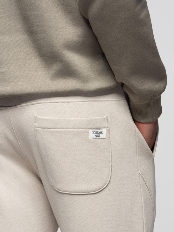 Ombre Clothing Pánske tepláky BASIC jogger so žebrovanou nohavicou - svetlé béžové V1 OM-PABS-0305 Ombre Clothing