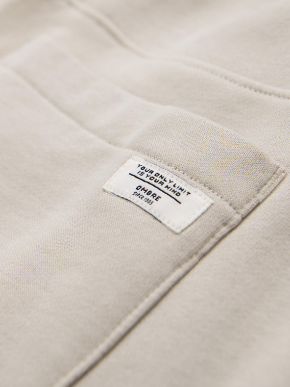 Ombre Clothing Pánske tepláky BASIC jogger so žebrovanou nohavicou - svetlé béžové V1 OM-PABS-0305 Ombre Clothing