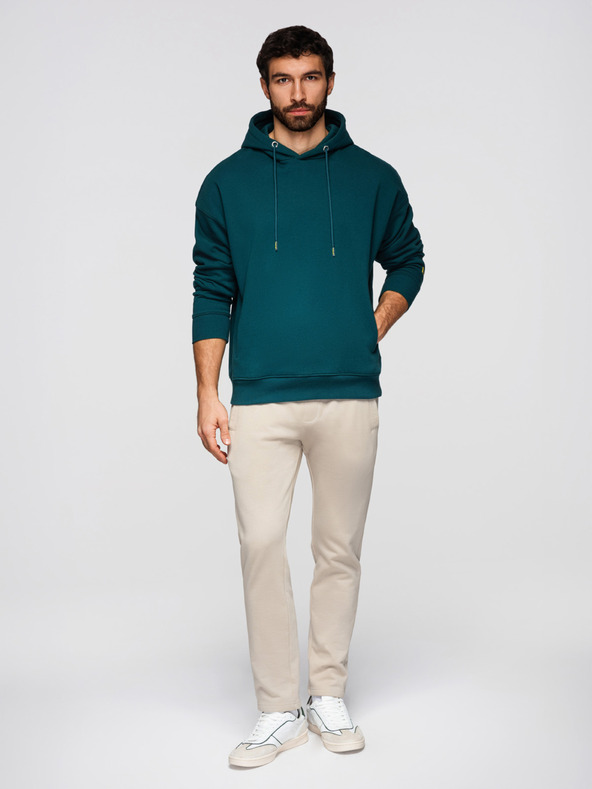 Ombre Clothing Pánske bavlnené tepláky BASIC s nepodšitou nohavicou - svetlé béžové V1 OM-PABS-0304 Ombre Clothing