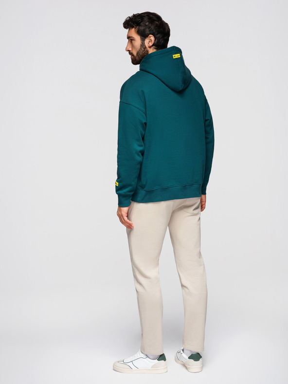 Ombre Clothing Pánske bavlnené tepláky BASIC s nepodšitou nohavicou - svetlé béžové V1 OM-PABS-0304 Ombre Clothing