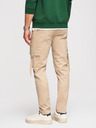 Ombre Clothing Pánske cargo nohavice s rovnými nohavicami a žebrovaným lemom - piesočné V2 P1516 Ombre Clothing