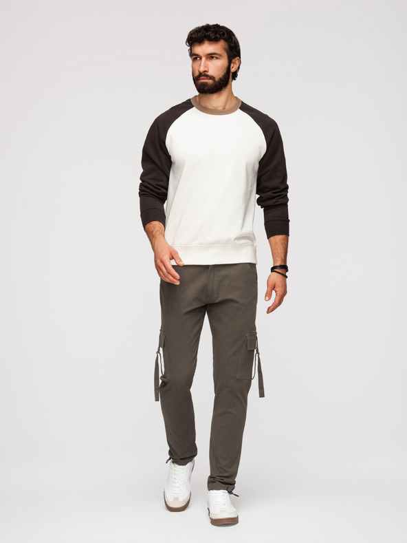 Ombre Clothing Pánske nohavice cargo s rovnými nohavicami a stahovacím lemom - grafitová V3 P1516 Ombre Clothing