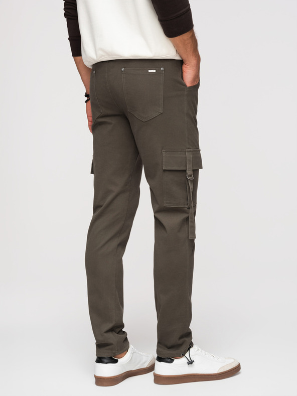 Ombre Clothing Pánske nohavice cargo s rovnými nohavicami a stahovacím lemom - grafitová V3 P1516 Ombre Clothing