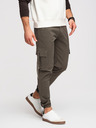 Ombre Clothing Pánske nohavice cargo s rovnými nohavicami a stahovacím lemom - grafitová V3 P1516 Ombre Clothing